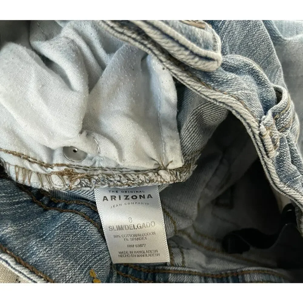 Arizona Jeans Co Boys Medium Wash Blue Denim Jean Shorts Youth Size 8